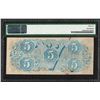 Image 2 : 1863 $5 Confederate States of America Note T-60 PMG About Uncirculated 55