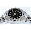 Image 6 : Rolex Ladies Stainless Steel Black Diamond & Sapphire Datejust Wristwatch
