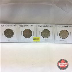 Canada Twenty Five Cent - Strip of 4: 1962; 1963; 1964; 1965