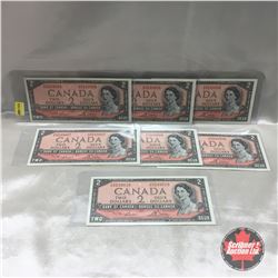 Canada $2 Bill 1954 (7)  Sequential : #UG5249004-005-006-007-008-009-010