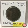 Image 1 : Great Britain Conder Token 1794 T Hardy