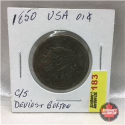 US One Cent 1850 c/s Devins & Bolton Montreal