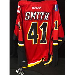 MIKE SMITH SIGNED FLAMES JERSEY W/ COA