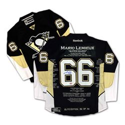 Mario Lemieux Pittsburgh Penguins Autographed Career Stats Jersey