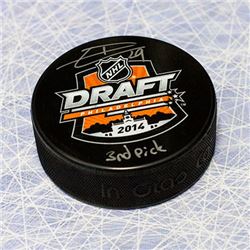 Leon Draisaitl 2014 NHL Draft Day Puck Autographed w/ 3rd Pick Inscription
