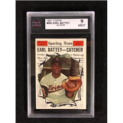 1961 TOPPS #582 EARL BATTEY ALL-STAR (9 MINT) KSA GRADED
