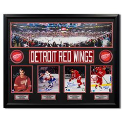 Red Wings Howe, Delvecchio, Yzerman, Lidstrom Signed Joe Louis Arena Panoramic ( AJ SPORTS COA)