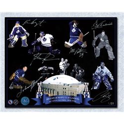 Maple Leaf Gardens Signed Toronto Goalies 8x10  Bower Palmateer Potvin...