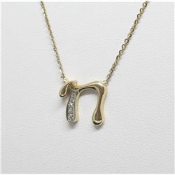 14k Yellow Gold Diamond initial Necklace
