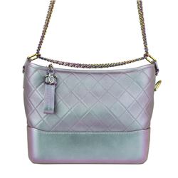 CHANEL Iridescent Lambskin Calfskin Quilted Medium Gabrielle Hobo Light Purple
