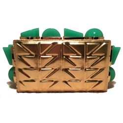Tanya Hawkes Gold and Teal Box Clutch