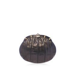 Judith Leiber Black Lizard Leather Oval Clutch