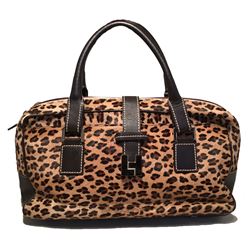 Lambertson Truex Leopard Print Pony Hair Handbag