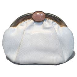 Judith Leiber Vintage White Lizard Leather Clutch