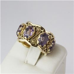 14 K Yellow Gold Brazilian Amethyst Design Ring