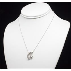 14k White Gold Diamond initial Necklace