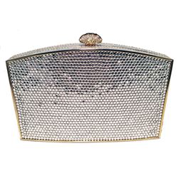 Judith Leiber Clear Swarovski Crystal Minaudiere Evening Bag Clutch