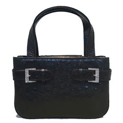 MCM Vintage Black Ostrich Mini Handbag Purse