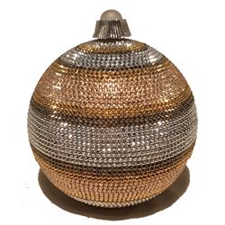 Judith Leiber Swarovski Crystal Striped Ball Minaudiere Evening Bag