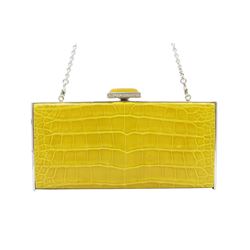 Judith Leiber Yellow East-West Rectangle Clutch Bag, Sapphire