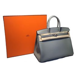 2017 CUSTOM Made NWOT Hermes Grey 35cm Togo Birkin Bag