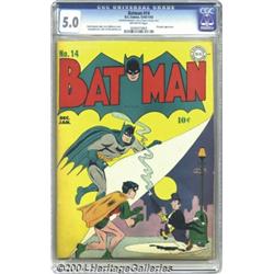 Batman #14 (DC, 1943) CGC VG/FN 5.0 Off-white pages.