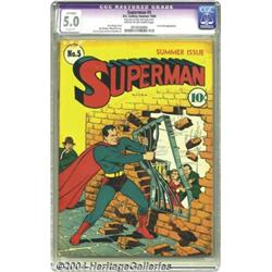 Superman #5 (DC, 1940) CGC Apparent VG/FN 5.0 Slight (P) Cream to off-white pages.