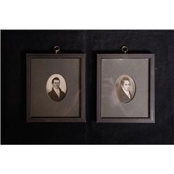 Late 19th century, two old photos with frame.