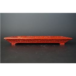 An Early 20th Century Cinnabar Lacquer "Immortal" Square Tray.