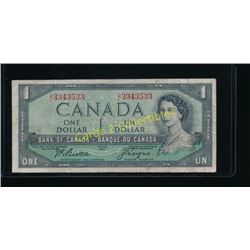 1954 Canadian $1 Banknote D/L3343533