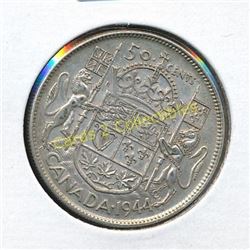 1944 Canadian Silver King George 1/2 Dollar Coin