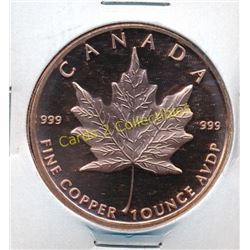 1 Ounce Canada Maple Leaf .999 Fine Copper Coin
