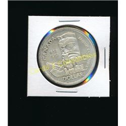 1858-1958 Canadian BC Totem Pole Silver $1 Coin