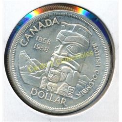 1958 Canadian Silver Totem Pole $1 Coin
