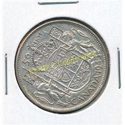 1945 Canadian Silver King George 1/2 Dollar Coin