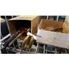Image 1 : BOX OF HAMMERS AND VINTAGE HAND TOOLS AND ICE TONGS