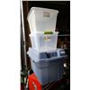 Image 1 : 3 TOTES W/ LIDS AND STYROFOAM COOLER