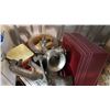 Image 2 : TWO MEAT GRINDERS AND BOX OF KEYCHAINS AND COLLECTIBLES