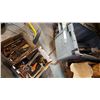Image 1 : TOTE OF TOOLS, BATTERIES, AND TORCH W/ TWO TRAYS OF HAND TOOLS