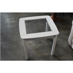 WHITE INSERT GLASS TOP END TABLE