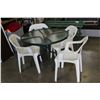 Image 1 : GLASS TOP PATIO TABLE AND 4 CHAIRS