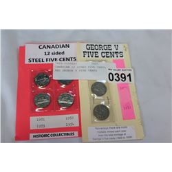 CANADIAN 12 SIDED FIVE CENTS AND GEORGE V FIVE CENTS