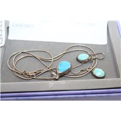 STERLING TURQUOISE PENDANT AND EARRINGS