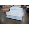 Image 1 : NEW GENUINE WHITE LEATHER TUFTED MODERN LOVESEAT, RETAIL $3299