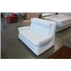 Image 2 : NEW GENUINE WHITE LEATHER TUFTED MODERN LOVESEAT, RETAIL $3299