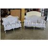 Image 1 : NEW ASHLEY SIGNATURE DESIGN CARVED ORNATE SILVER SOFA AND LOVESEAT RETAIL $6,000