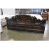 Image 2 : NEW ASHLEY SIGNATURE DESIGN KINGSIZE SLEIGH STYLE CARVED AND BURLED SOLID WOOD BEDFRAME RETAIL $2950