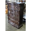 Image 2 : NEW ASHLEY SIGNATURE DESIGN CARVED AND BURLED SOLID WOOD 5 DRAWER CHEST OF DRAWERS RETAIL $1799