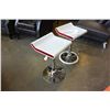 Image 1 : NEW PAIR OF WHITE/RED MODERN CHROME BASE BAR STOOLS, RETAIL $140 EACH