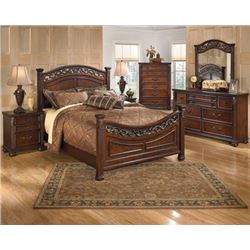 NEW ASHLEY SIGNATURE DESIGN KINGSIZE PANEL BEDFRAME, AND TWO MATCHING 2 DRAWER NIGHTSTANDS, RETAIL $
